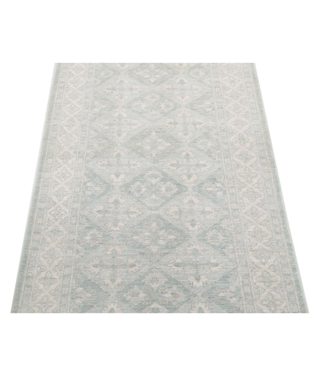 Serenity 2'7'' X 8'1'' Hand-Knotted Wool Rug 2'7'' x 8'1'' (78 X 243) / Green / Ivory