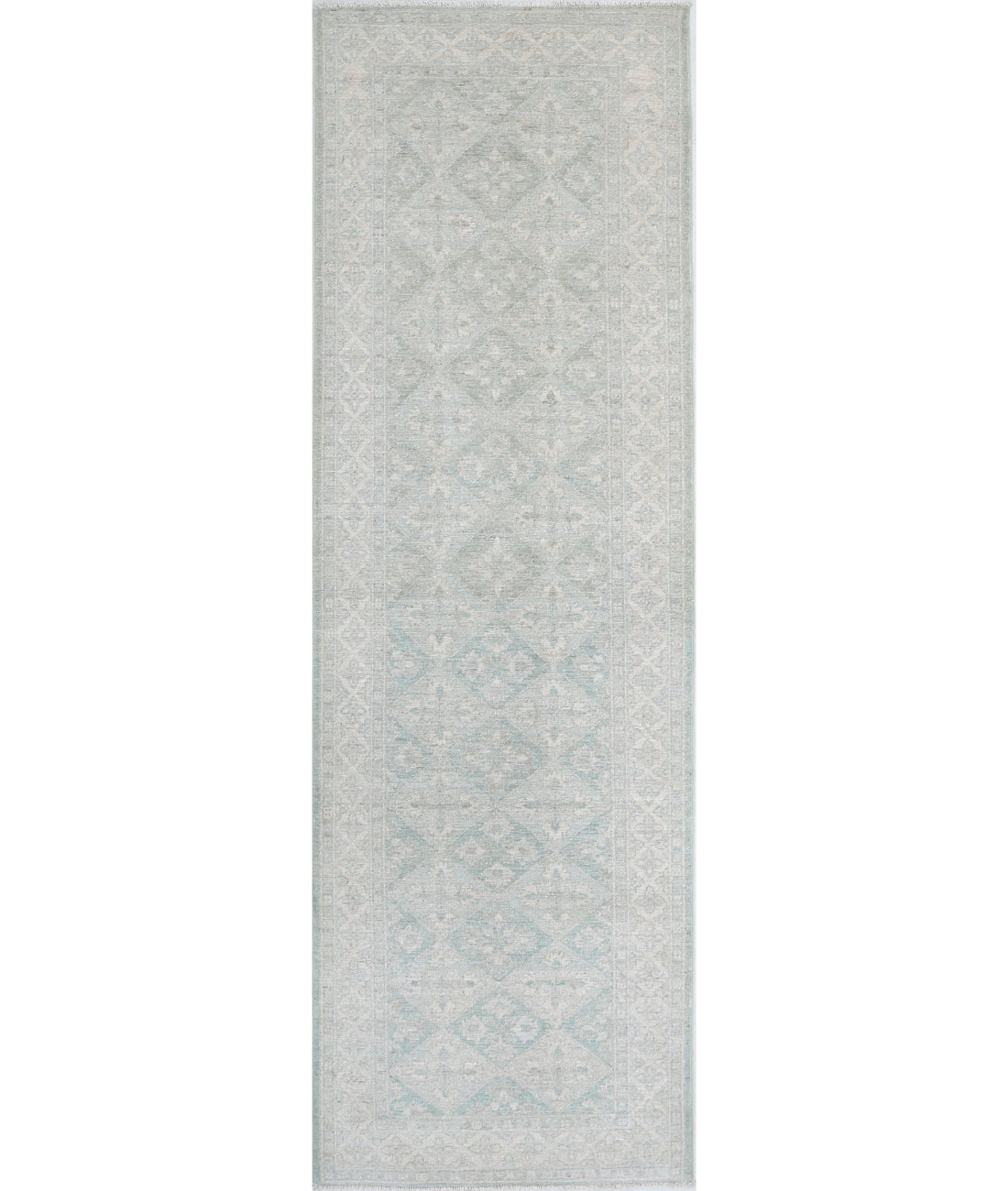 Serenity 2'7'' X 8'1'' Hand-Knotted Wool Rug 2'7'' x 8'1'' (78 X 243) / Green / Ivory