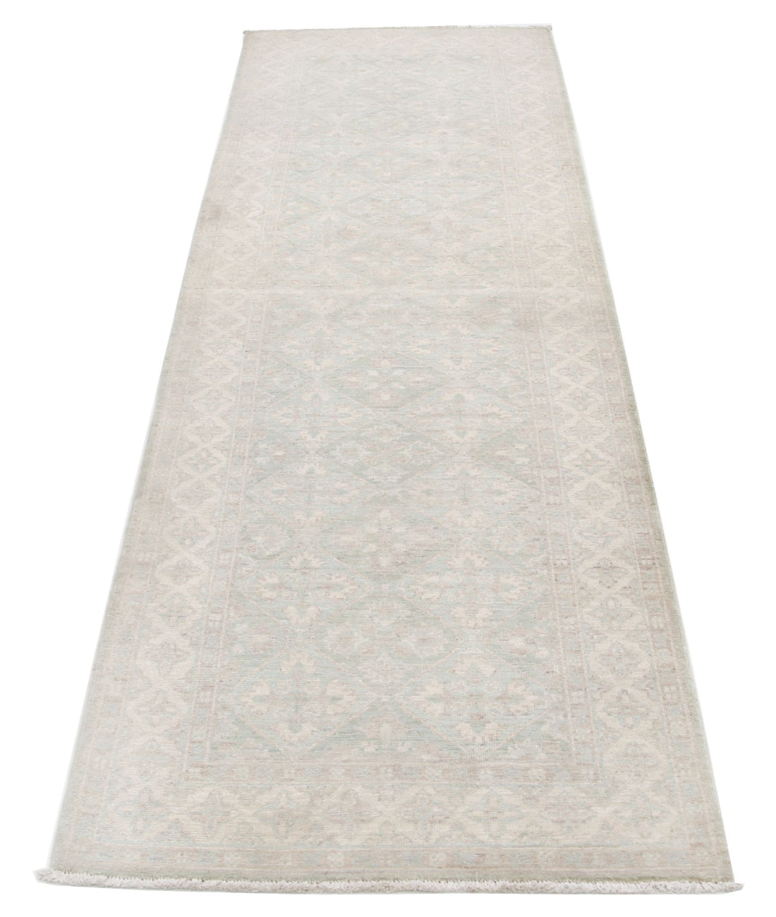 Serenity 2'8'' X 8'0'' Hand-Knotted Wool Rug 2'8'' x 8'0'' (80 X 240) / Green / Ivory