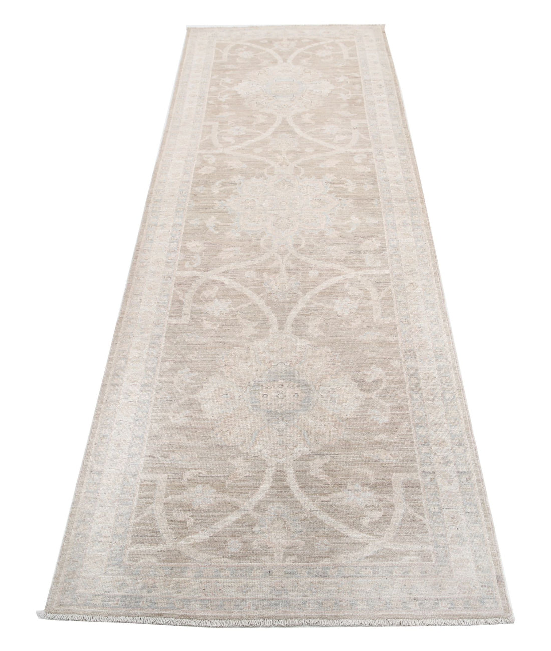 Serenity 2'8'' X 8'5'' Hand-Knotted Wool Rug 2'8'' x 8'5'' (80 X 253) / Brown / Ivory