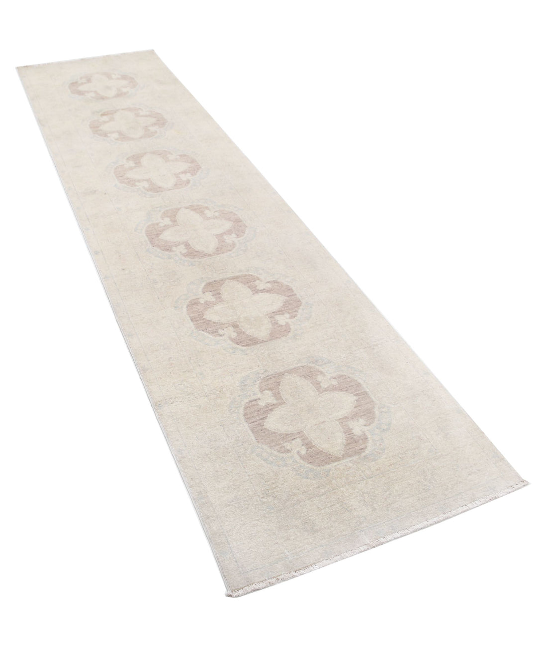 Serenity 2'6'' X 10'0'' Hand-Knotted Wool Rug 2'6'' x 10'0'' (75 X 300) / Brown / Ivory