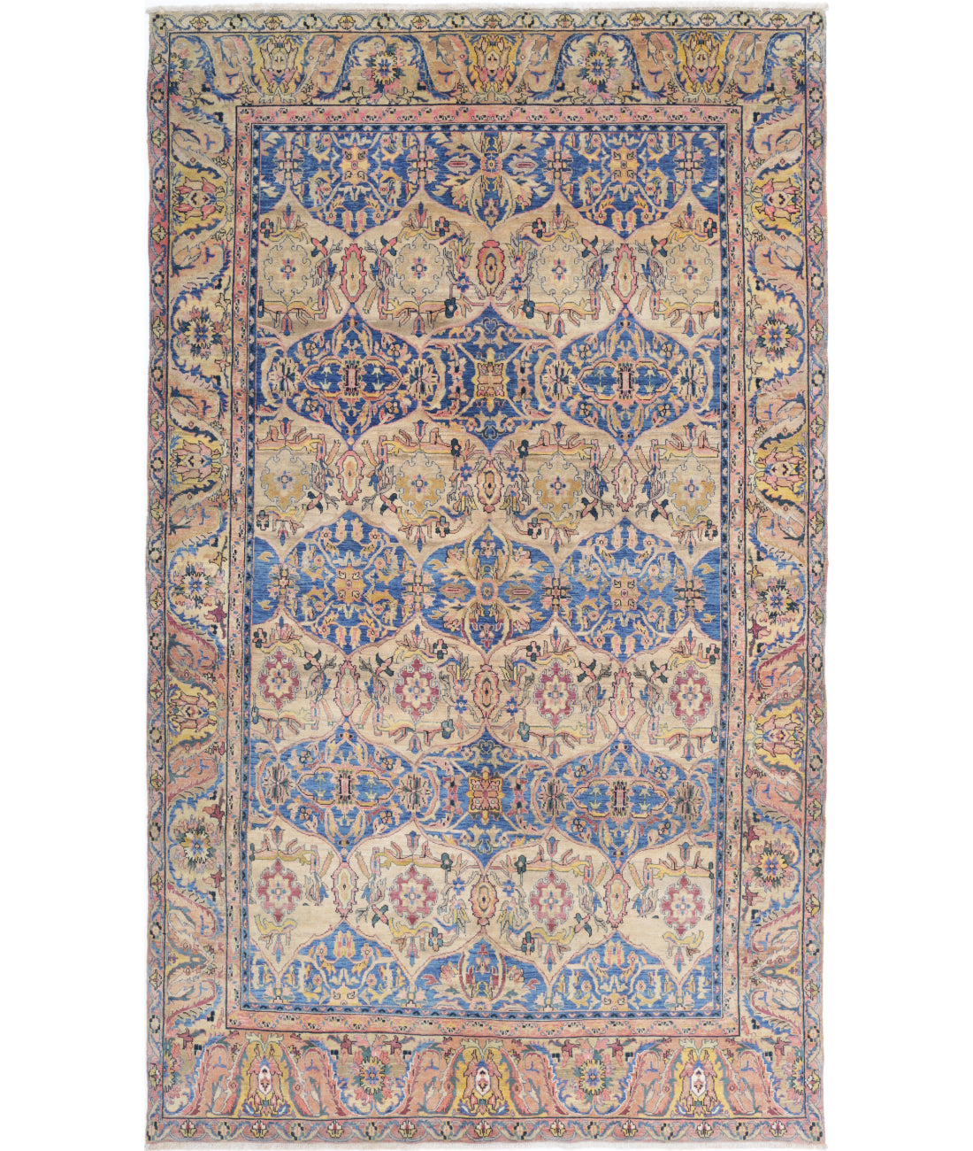 Agra 5'10'' X 10'0'' Hand-Knotted Wool Rug 5'10'' x 10'0'' (90 X 90) / Blue / Multi