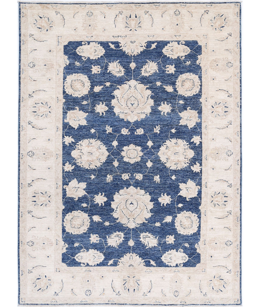 Serenity 5'5'' X 7'6'' Hand-Knotted Wool Rug 5'5'' x 7'6'' (163 X 225) / Blue / Ivory