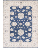 Serenity 5'5'' X 7'6'' Hand-Knotted Wool Rug 5'5'' x 7'6'' (163 X 225) / Blue / Ivory