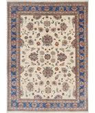 Ziegler 5'5'' X 7'5'' Hand-Knotted Wool Rug 5'5'' x 7'5'' (163 X 223) / Ivory / Blue