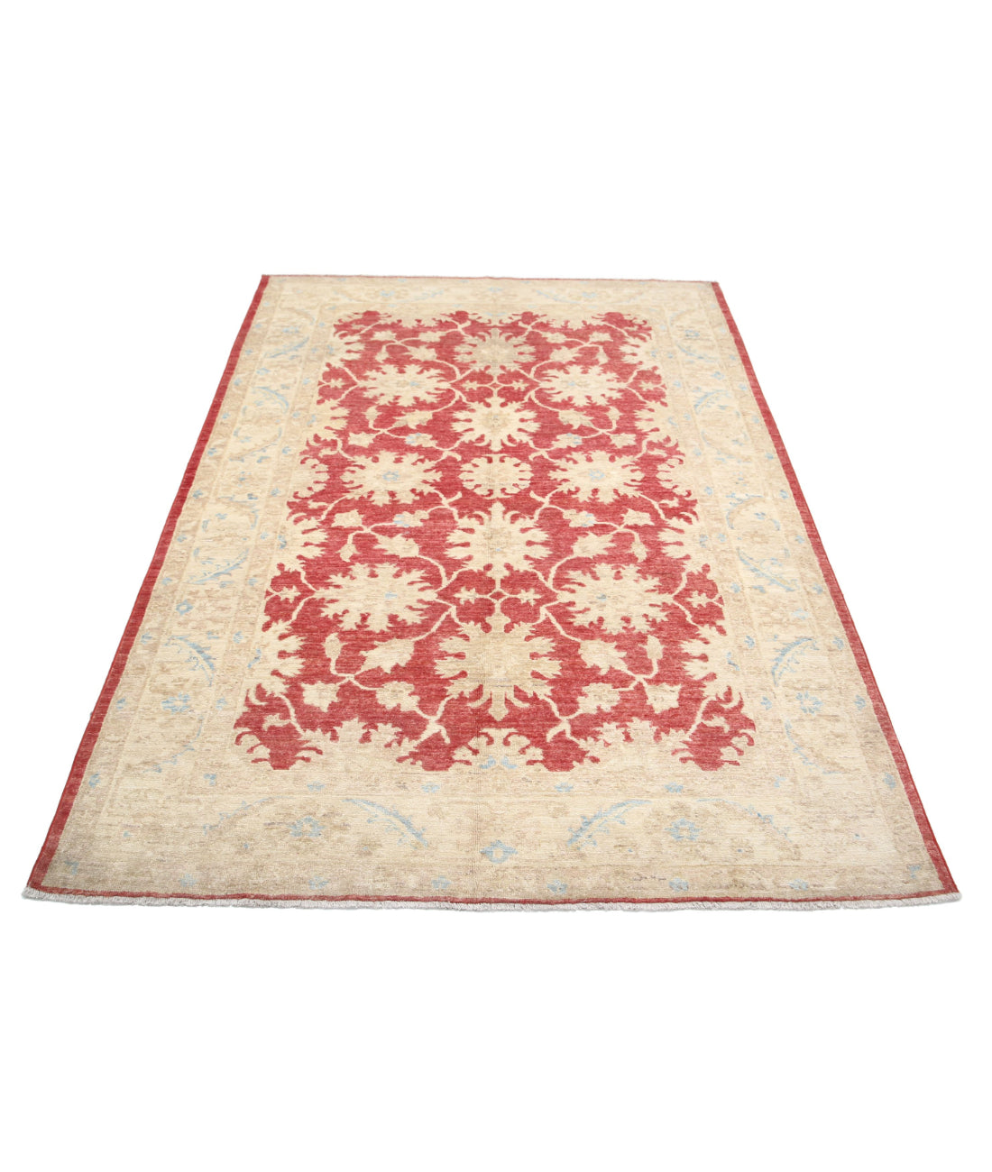 Ziegler 4'10'' X 6'8'' Hand-Knotted Wool Rug 4'10'' x 6'8'' (145 X 200) / Red / Ivory