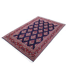 Kashan 4'4'' X 6'9'' Hand-Knotted Wool Rug 4'4'' x 6'9'' (130 X 203) / Blue / Red