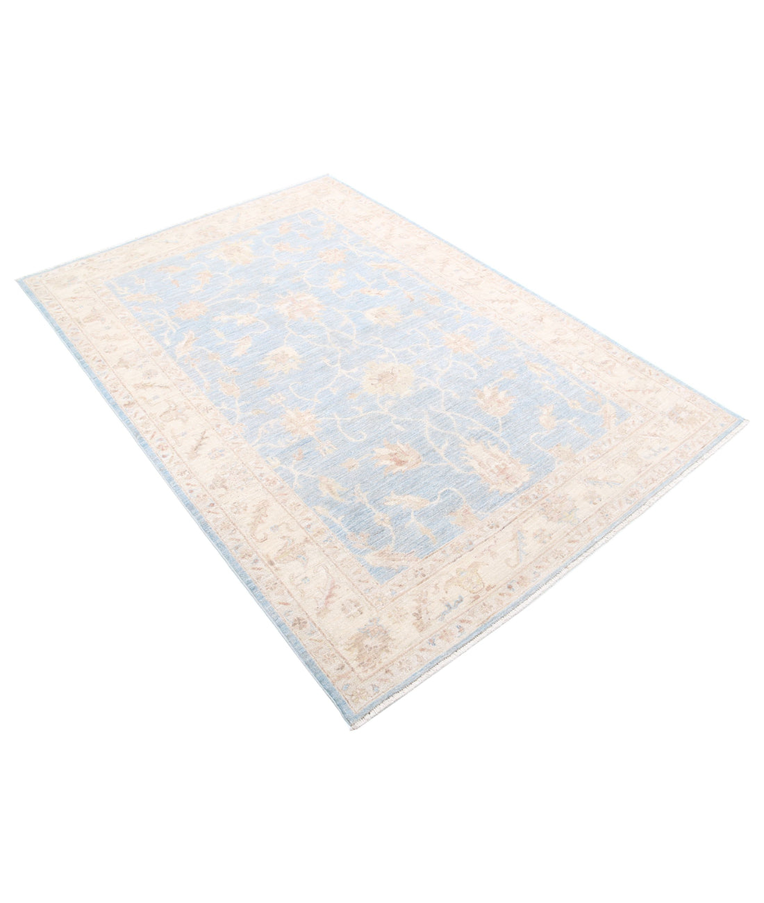 Serenity 4'9'' X 6'11'' Hand-Knotted Wool Rug 4'9'' x 6'11'' (143 X 208) / Blue / Ivory