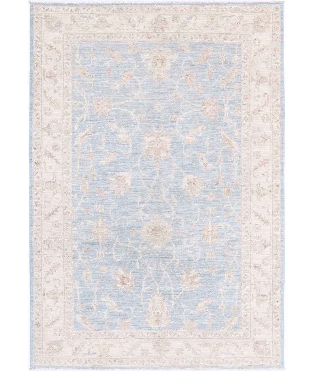 Serenity 4'9'' X 6'11'' Hand-Knotted Wool Rug 4'9'' x 6'11'' (143 X 208) / Blue / Ivory