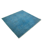 Overdye 5'0'' X 5'2'' Hand-Knotted Wool Rug 5'0'' x 5'2'' (150 X 155) / Blue / Blue