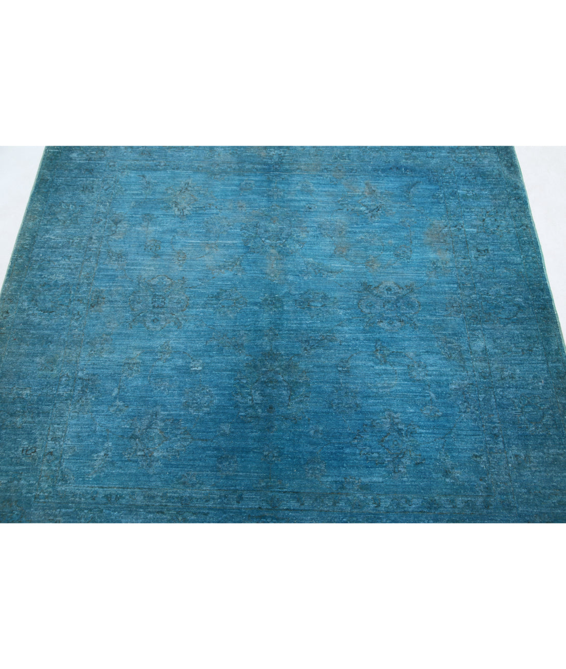 Overdye 5'0'' X 5'2'' Hand-Knotted Wool Rug 5'0'' x 5'2'' (150 X 155) / Blue / Blue