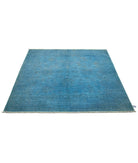 Overdye 5'0'' X 5'2'' Hand-Knotted Wool Rug 5'0'' x 5'2'' (150 X 155) / Blue / Blue