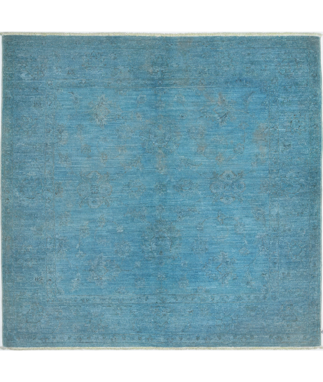 Overdye 5'0'' X 5'2'' Hand-Knotted Wool Rug 5'0'' x 5'2'' (150 X 155) / Blue / Blue