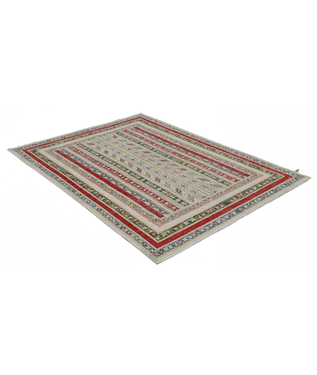 Shaal 4'10'' X 6'6'' Hand-Knotted Wool Rug 4'10'' x 6'6'' (145 X 195) / Ivory / Multi