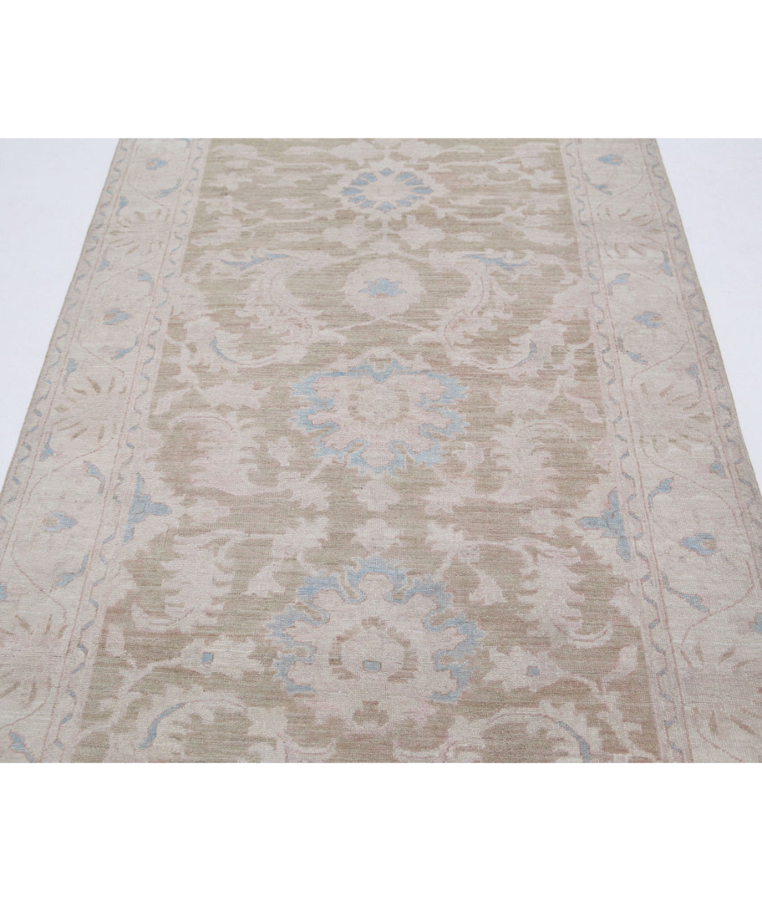 Serenity 4'2'' X 12'1'' Hand-Knotted Wool Rug 4'2'' x 12'1'' (125 X 363) / Green / Ivory