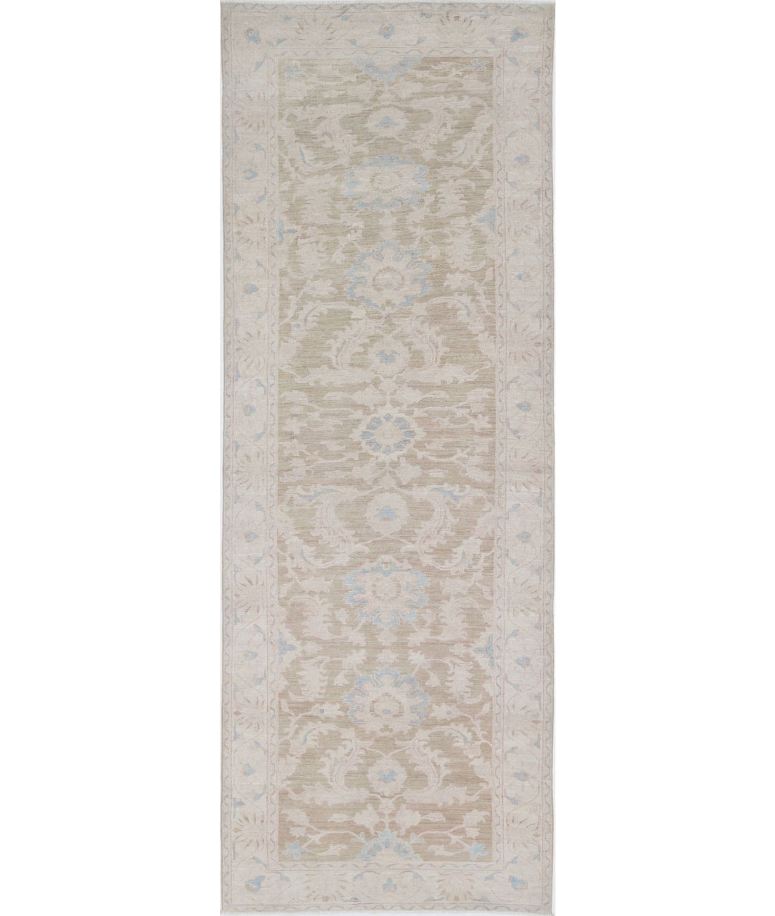 Serenity 4'2'' X 12'1'' Hand-Knotted Wool Rug 4'2'' x 12'1'' (125 X 363) / Green / Ivory