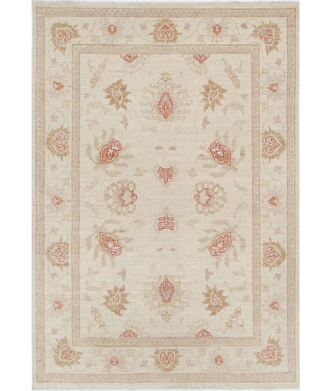 Ziegler 4'1'' X 5'11'' Hand-Knotted Wool Rug 4'1'' x 5'11'' (123 X 178) / Ivory / Ivory