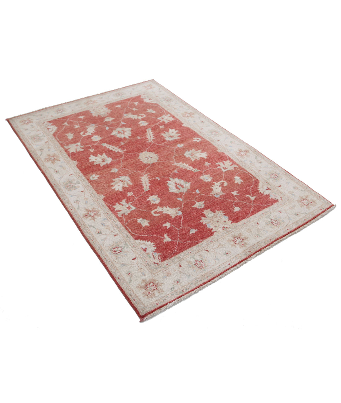 Serenity 4'1'' X 6'0'' Hand-Knotted Wool Rug 4'1'' x 6'0'' (123 X 180) / Red / Ivory