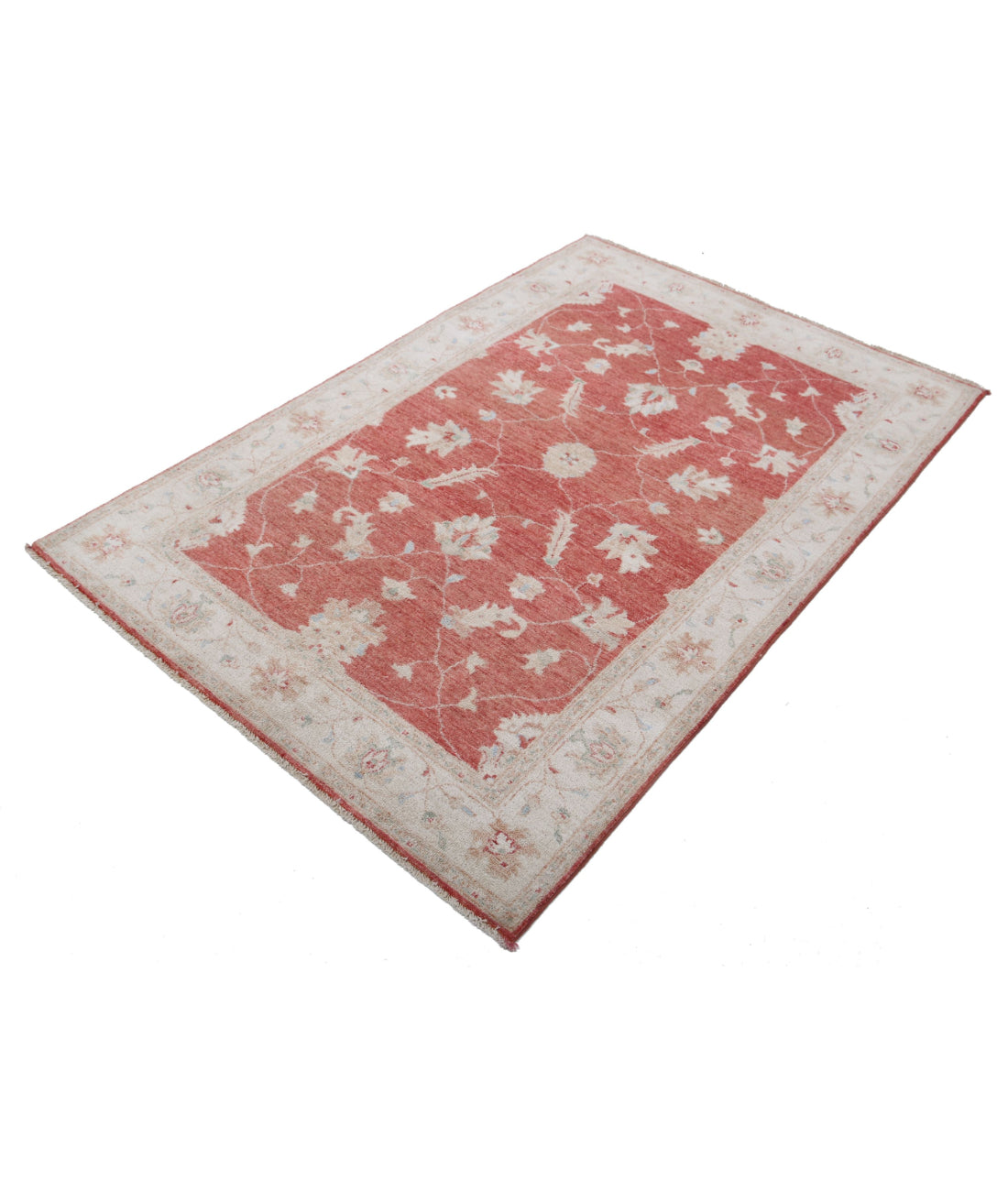 Serenity 4'1'' X 6'0'' Hand-Knotted Wool Rug 4'1'' x 6'0'' (123 X 180) / Red / Ivory