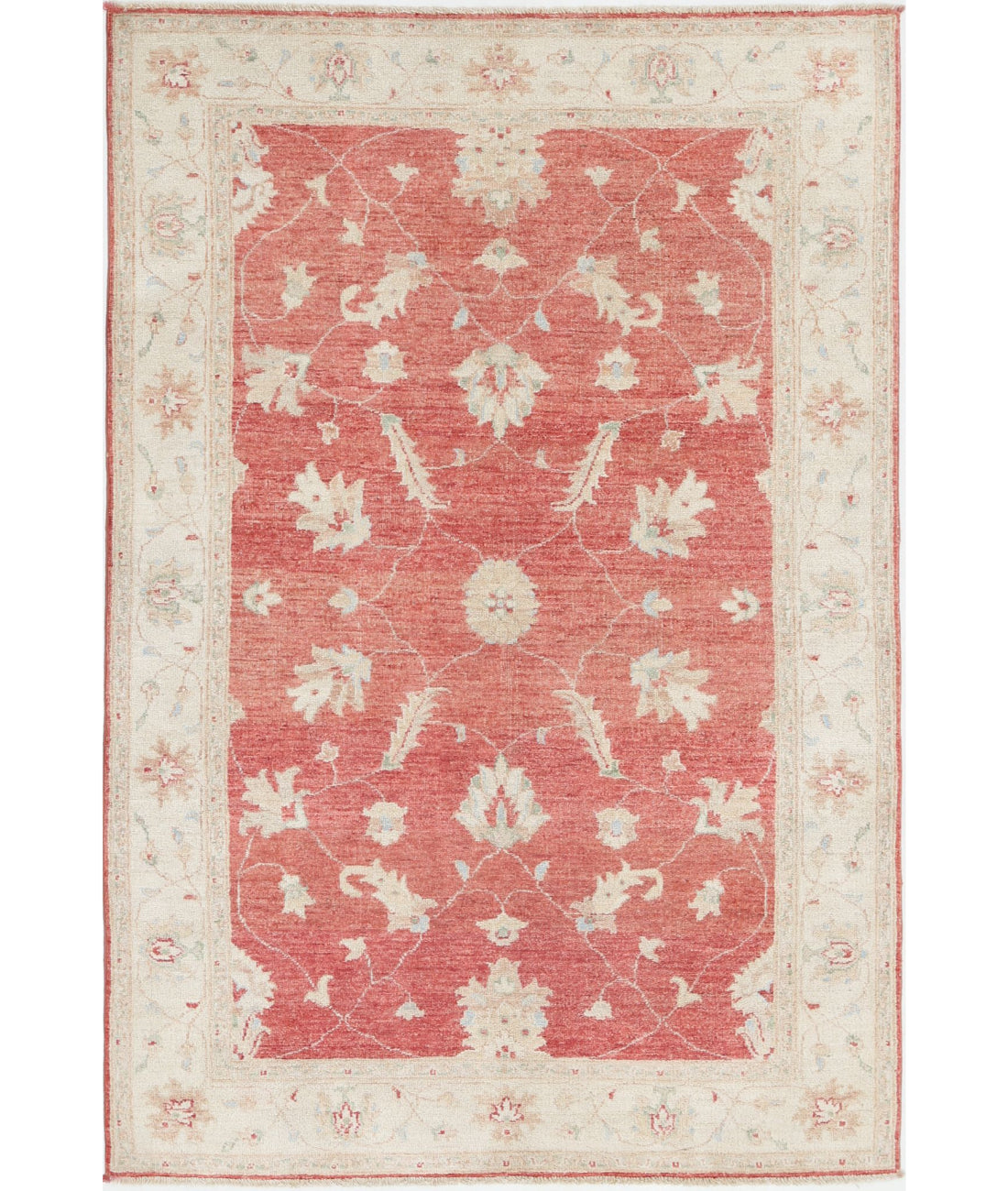 Serenity 4'1'' X 6'0'' Hand-Knotted Wool Rug 4'1'' x 6'0'' (123 X 180) / Red / Ivory