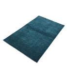 Overdye 3'0'' X 4'11'' Hand-Knotted Wool Rug 3'0'' x 4'11'' (90 X 148) / Teal / Teal