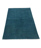 Overdye 3'0'' X 4'11'' Hand-Knotted Wool Rug 3'0'' x 4'11'' (90 X 148) / Teal / Teal