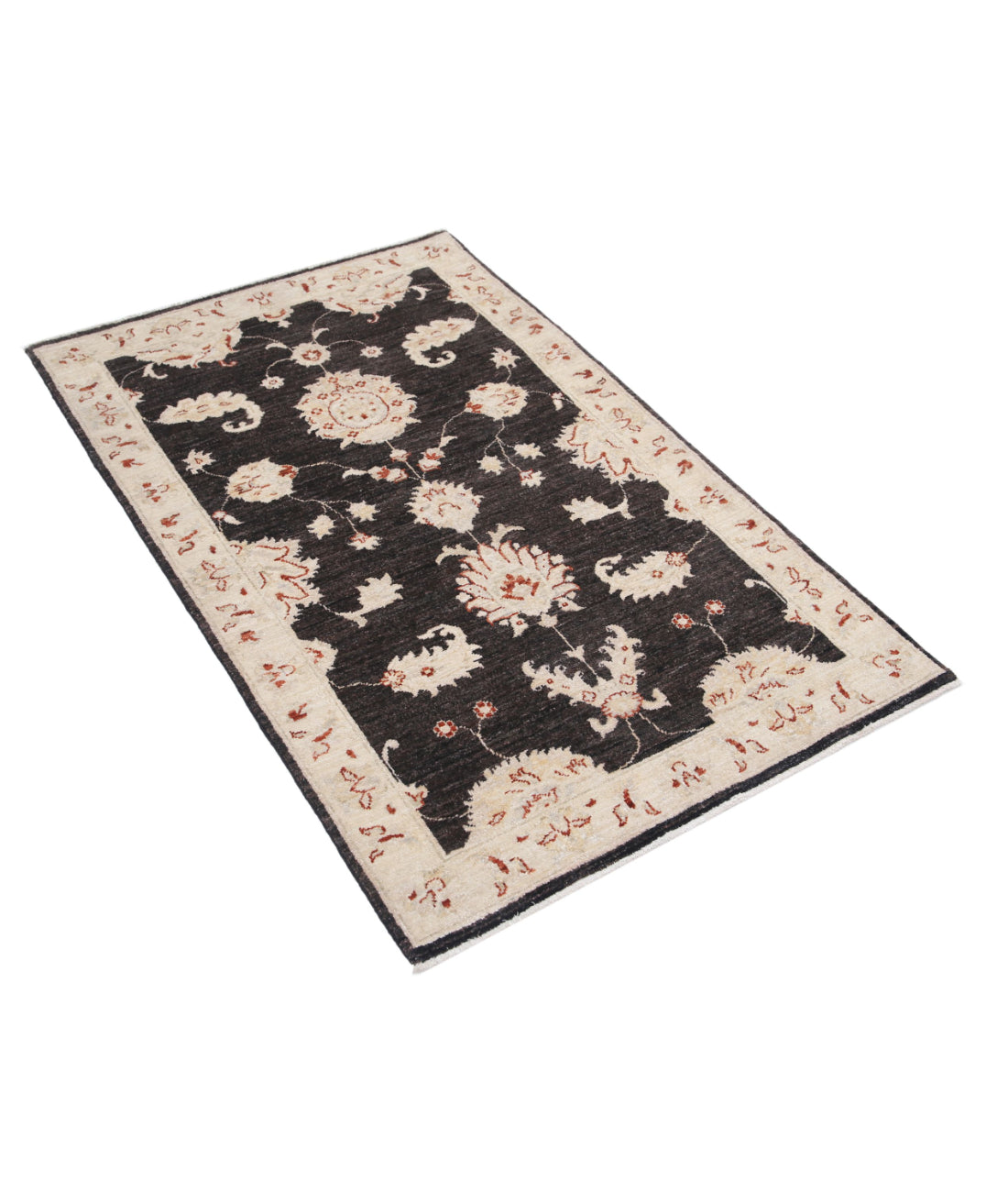 Ziegler 3'0'' X 4'8'' Hand-Knotted Wool Rug 3'0'' x 4'8'' (90 X 140) / Black / Ivory