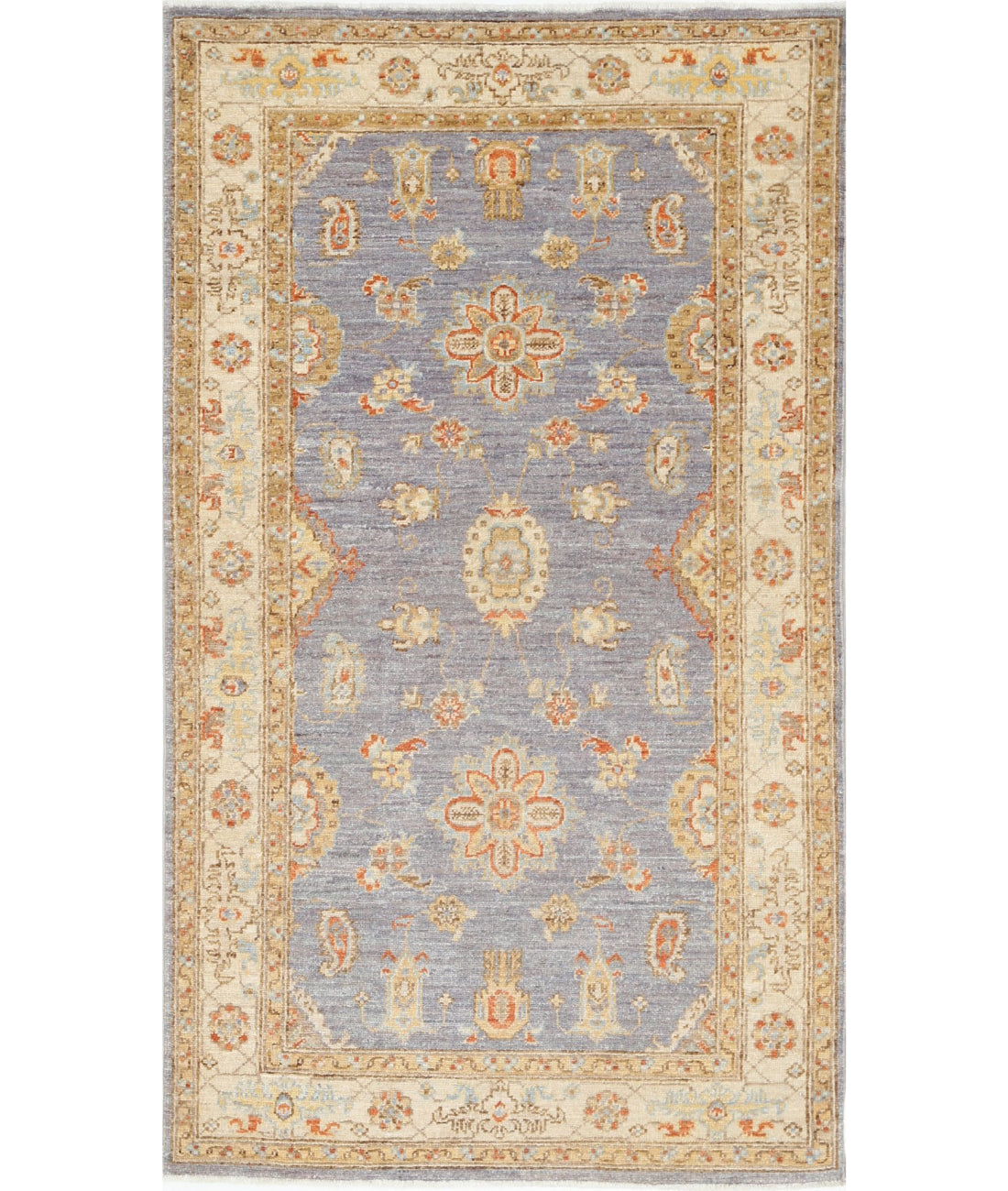 Ziegler 2'11'' X 5'1'' Hand-Knotted Wool Rug 2'11'' x 5'1'' (88 X 153) / Grey / Ivory