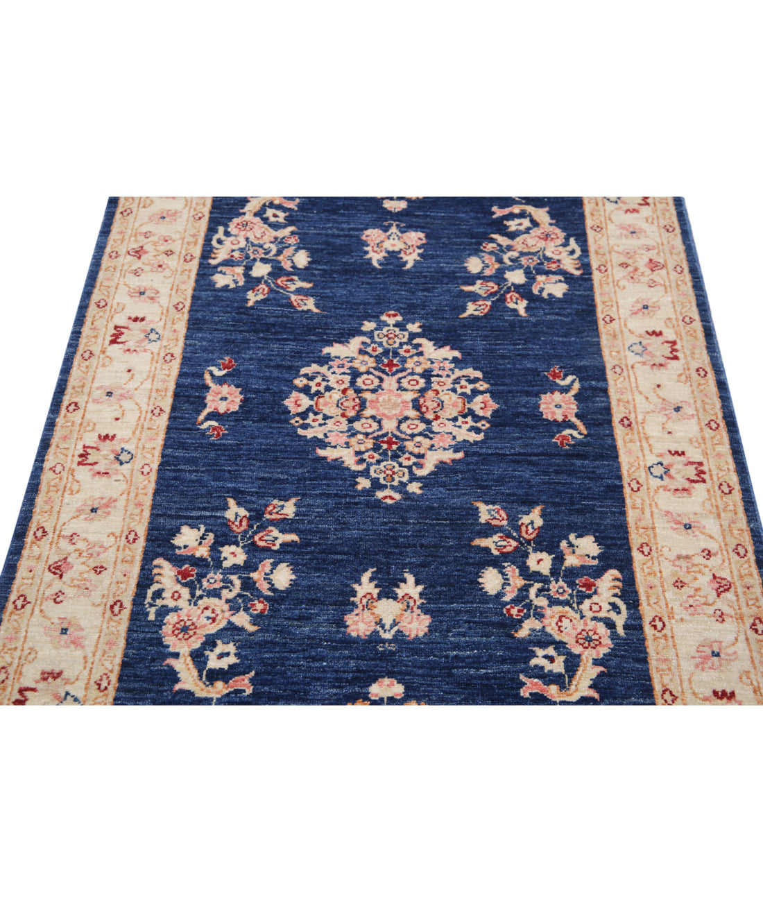 Ziegler 3'4'' X 6'6'' Hand-Knotted Wool Rug 3'4'' x 6'6'' (100 X 195) / Blue / Ivory