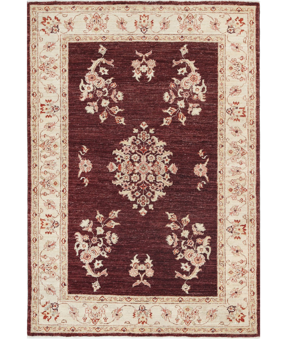 Ziegler 3'5'' X 4'11'' Hand-Knotted Wool Rug 3'5'' x 4'11'' (103 X 148) / Brown / Ivory