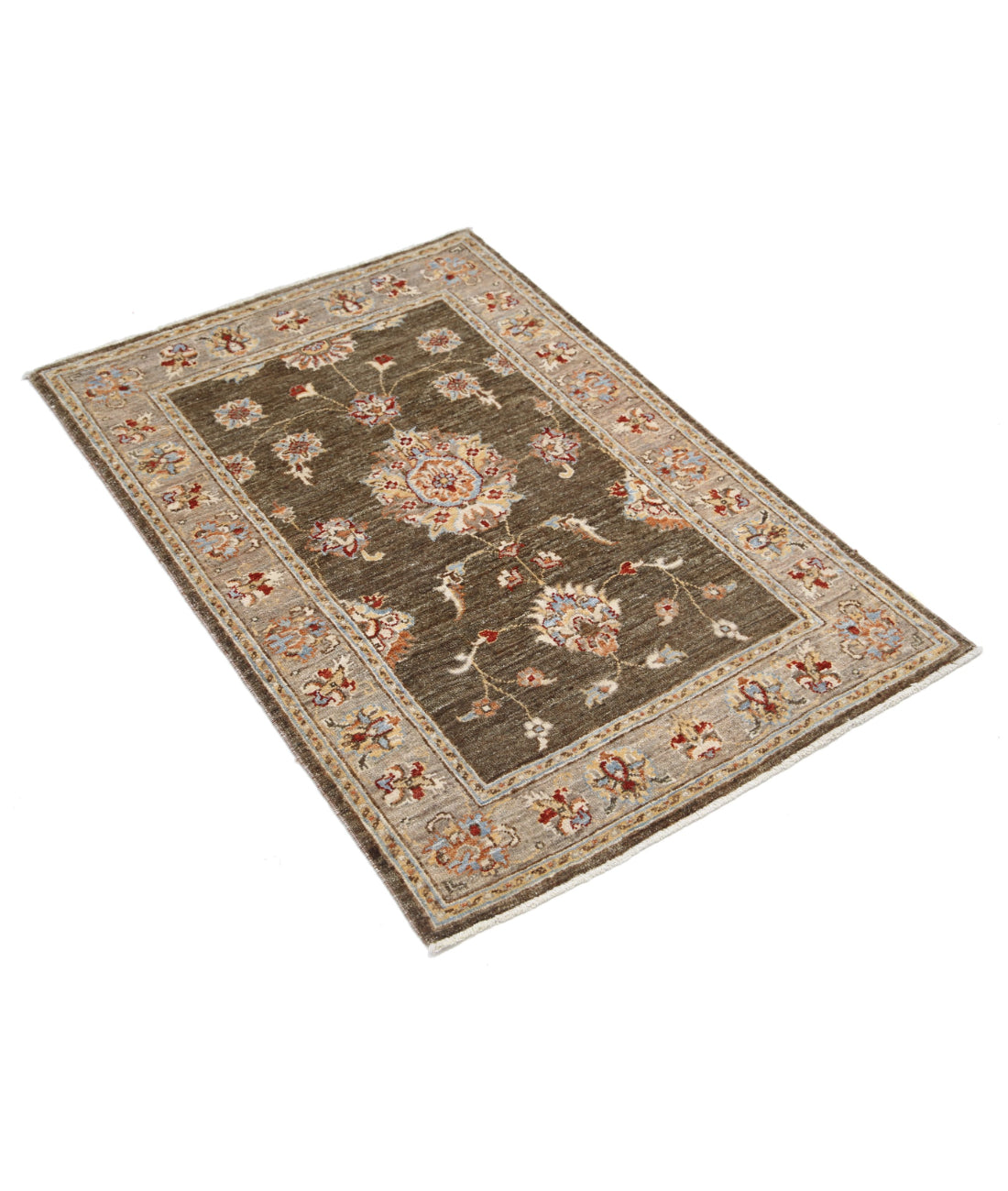 Ziegler 2'7'' X 3'10'' Hand-Knotted Wool Rug 2'7'' x 3'10'' (78 X 115) / Green / Brown