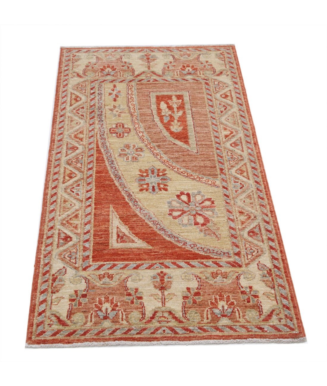 Ziegler 2'2'' X 4'1'' Hand-Knotted Wool Rug 2'2'' x 4'1'' (65 X 123) / Brown / Ivory