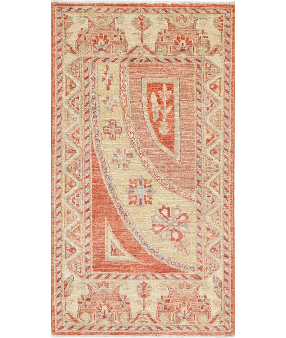 Ziegler 2'2'' X 4'1'' Hand-Knotted Wool Rug 2'2'' x 4'1'' (65 X 123) / Brown / Ivory