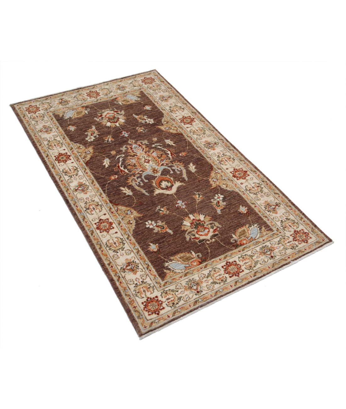 Ziegler 2'10'' X 4'9'' Hand-Knotted Wool Rug 2'10'' x 4'9'' (85 X 143) / Brown / Ivory