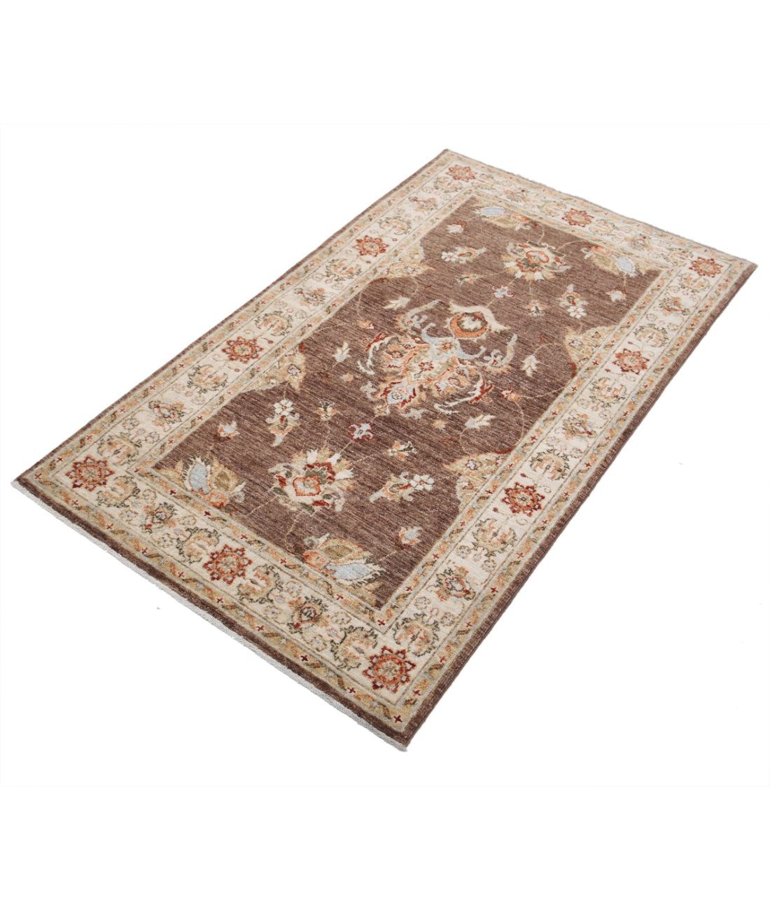 Ziegler 2'10'' X 4'9'' Hand-Knotted Wool Rug 2'10'' x 4'9'' (85 X 143) / Brown / Ivory