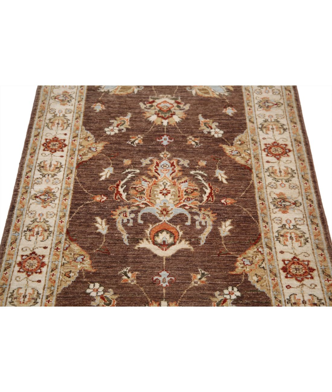 Ziegler 2'10'' X 4'9'' Hand-Knotted Wool Rug 2'10'' x 4'9'' (85 X 143) / Brown / Ivory