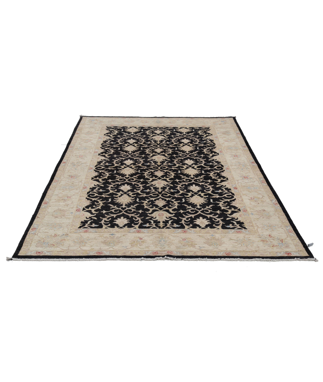 Ziegler 5'6'' X 8'0'' Hand-Knotted Wool Rug 5'6'' x 8'0'' (165 X 240) / Black / Ivory