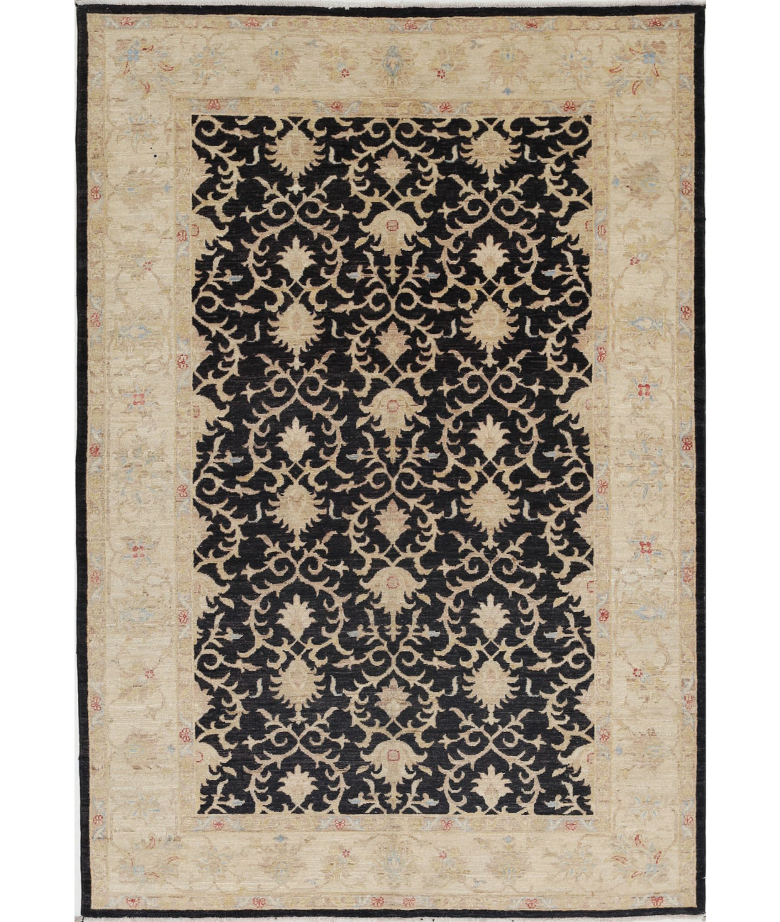 Ziegler 5'6'' X 8'0'' Hand-Knotted Wool Rug 5'6'' x 8'0'' (165 X 240) / Black / Ivory