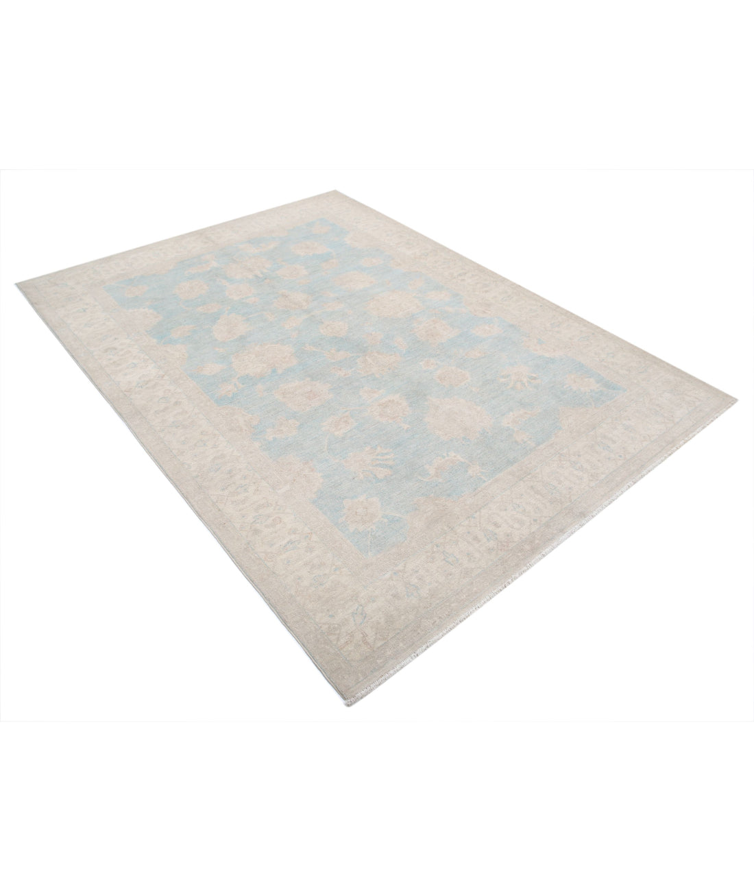 Serenity 5'6'' X 7'6'' Hand-Knotted Wool Rug 5'6'' x 7'6'' (165 X 225) / Blue / Ivory