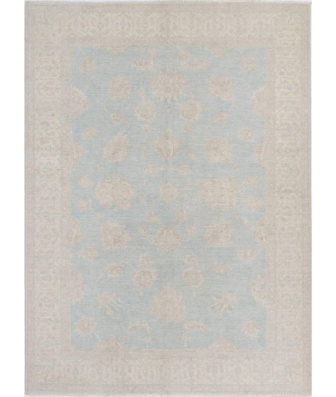 Serenity 5'6'' X 7'6'' Hand-Knotted Wool Rug 5'6'' x 7'6'' (165 X 225) / Blue / Ivory