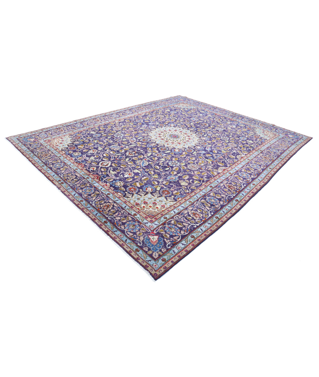 Kashan 9'8'' X 12'4'' Hand-Knotted Wool Rug 9'8'' x 12'4'' (290 X 370) / Blue / Blue