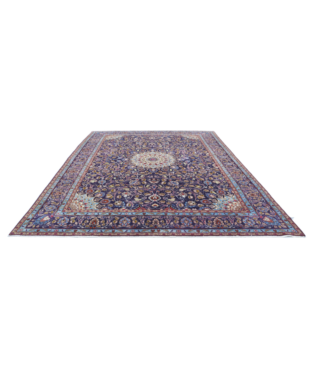 Kashan 9'8'' X 12'4'' Hand-Knotted Wool Rug 9'8'' x 12'4'' (290 X 370) / Blue / Blue