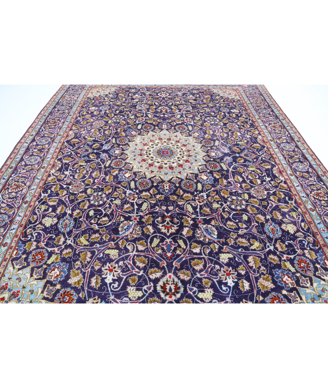 Kashan 9'8'' X 12'4'' Hand-Knotted Wool Rug 9'8'' x 12'4'' (290 X 370) / Blue / Blue