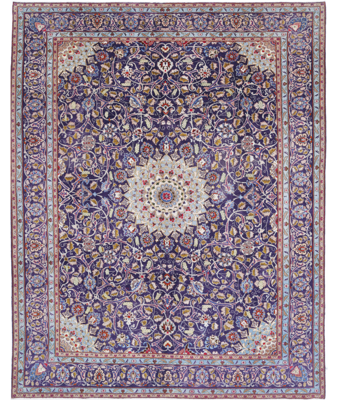 Kashan 9'8'' X 12'4'' Hand-Knotted Wool Rug 9'8'' x 12'4'' (290 X 370) / Blue / Blue