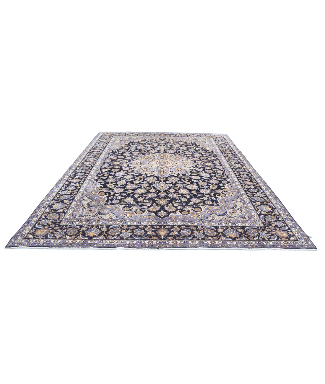 Kashan 9'7'' X 12'8'' Hand-Knotted Wool Rug 9'7'' x 12'8'' (288 X 380) / Black / Black