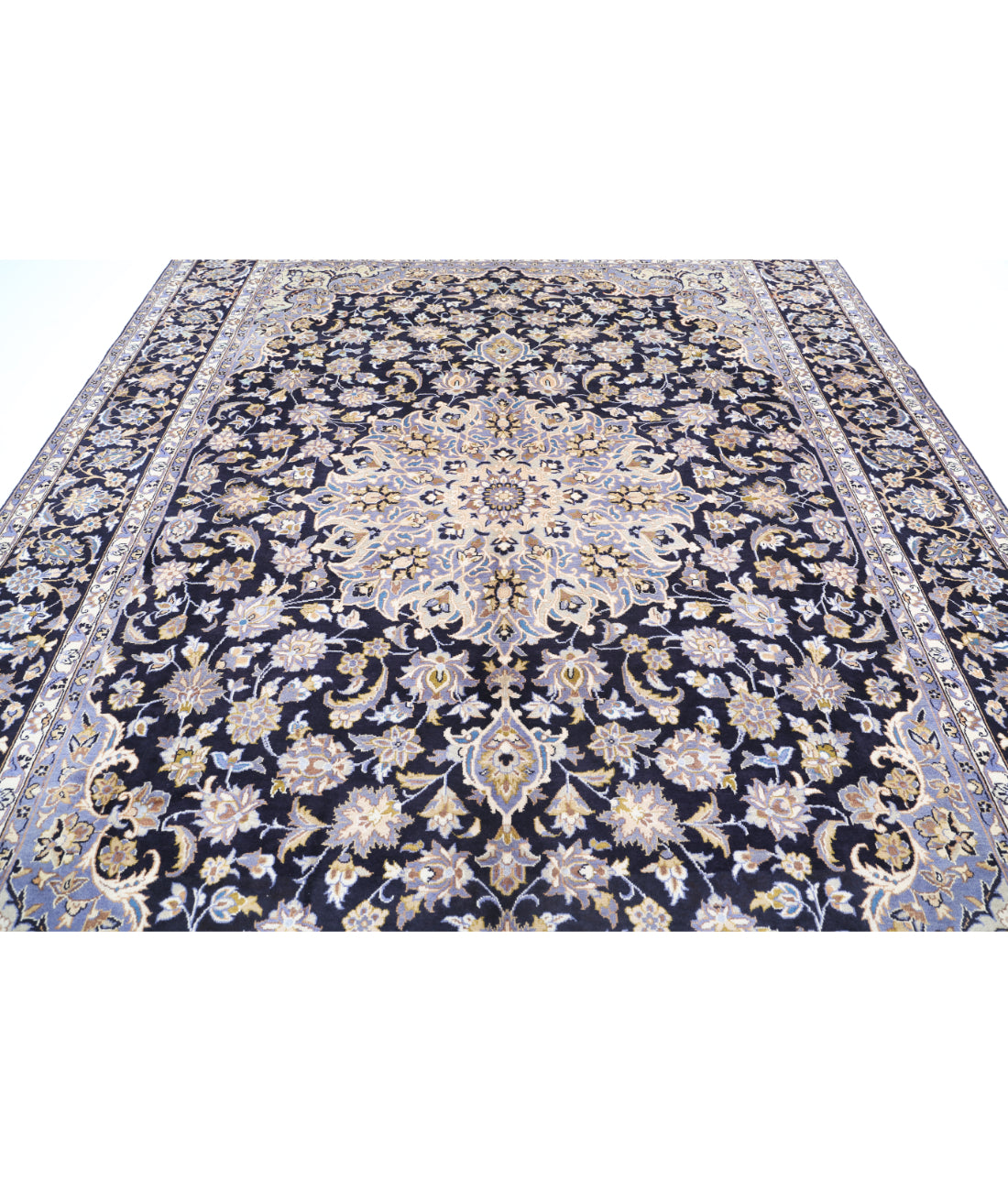 Kashan 9'7'' X 12'8'' Hand-Knotted Wool Rug 9'7'' x 12'8'' (288 X 380) / Black / Black