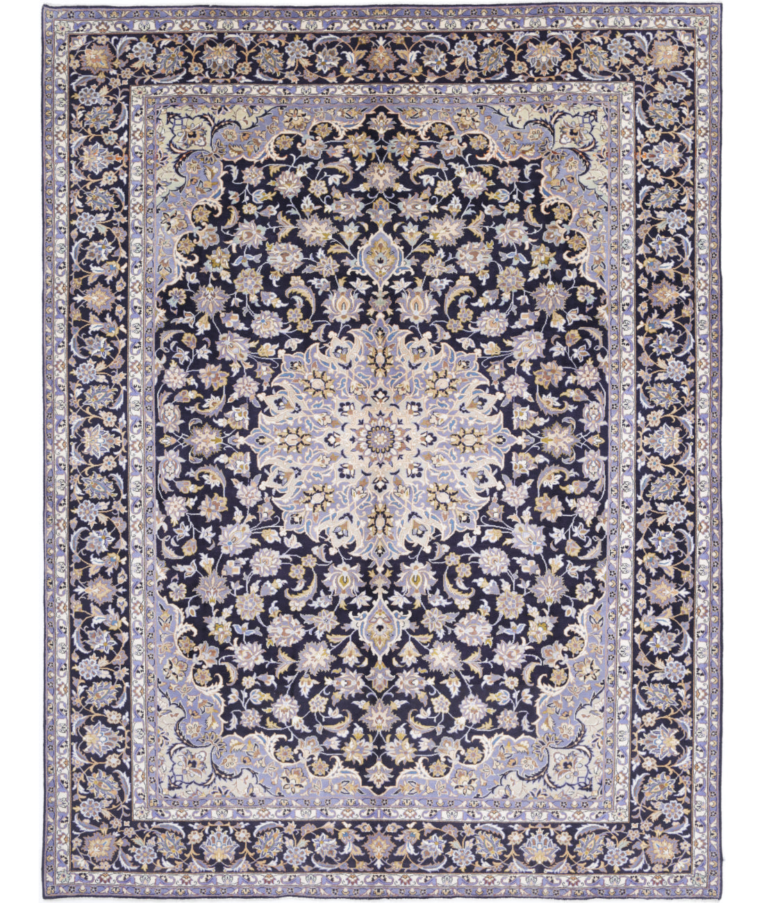 Kashan 9'7'' X 12'8'' Hand-Knotted Wool Rug 9'7'' x 12'8'' (288 X 380) / Black / Black