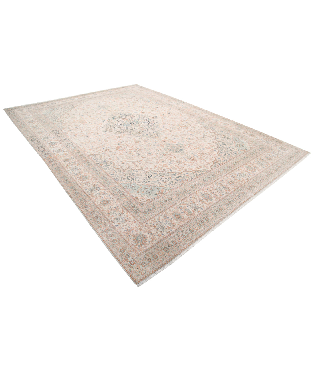 Kashan 9'6'' X 13'2'' Hand-Knotted Wool Rug 9'6'' x 13'2'' (285 X 395) / Ivory / Ivory