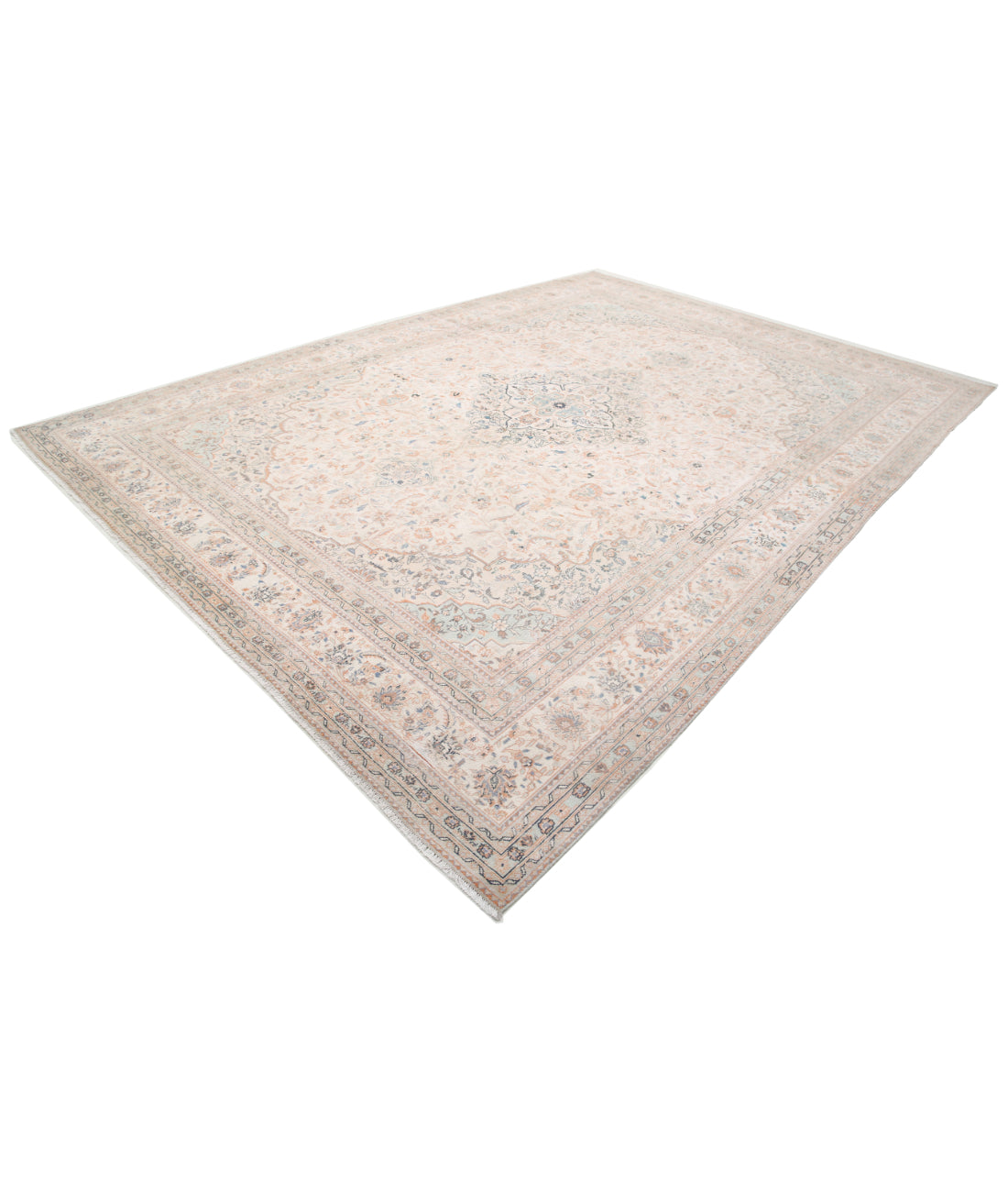 Kashan 9'6'' X 13'2'' Hand-Knotted Wool Rug 9'6'' x 13'2'' (285 X 395) / Ivory / Ivory