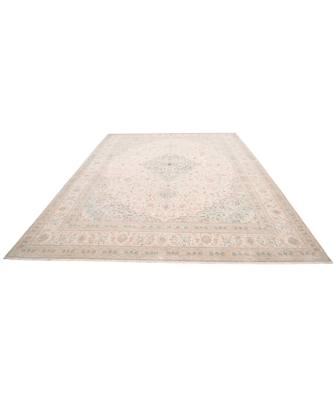 Kashan 9'6'' X 13'2'' Hand-Knotted Wool Rug 9'6'' x 13'2'' (285 X 395) / Ivory / Ivory